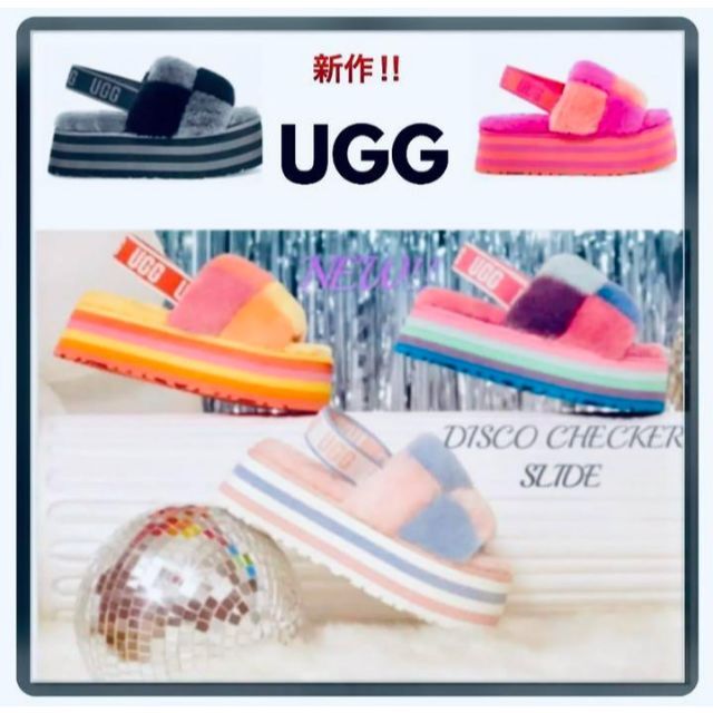 UGG(アグ)の完売しました。。。。。。✨新品✨26✨UGG✨ディスコ チェッカー スライド レディースの靴/シューズ(サンダル)の商品写真
