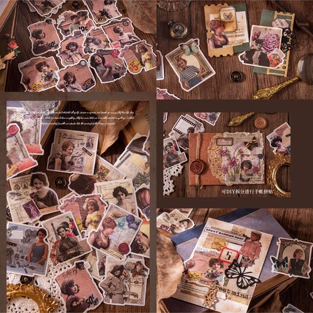 新品❗️不被定義シリーズ 和紙レトロ人物ステッカー コラージュ