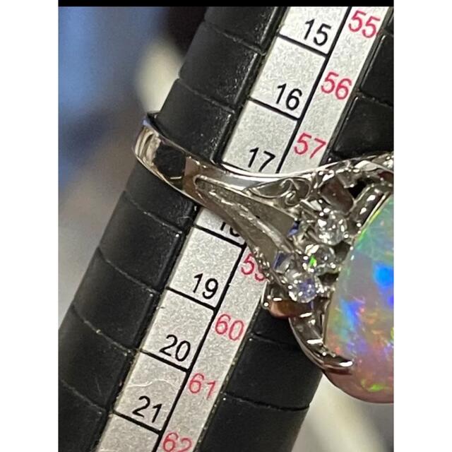 新品✨Pt900大粒天然オパール高価な希少レッド出まくりダイヤリング レディースのアクセサリー(リング(指輪))の商品写真