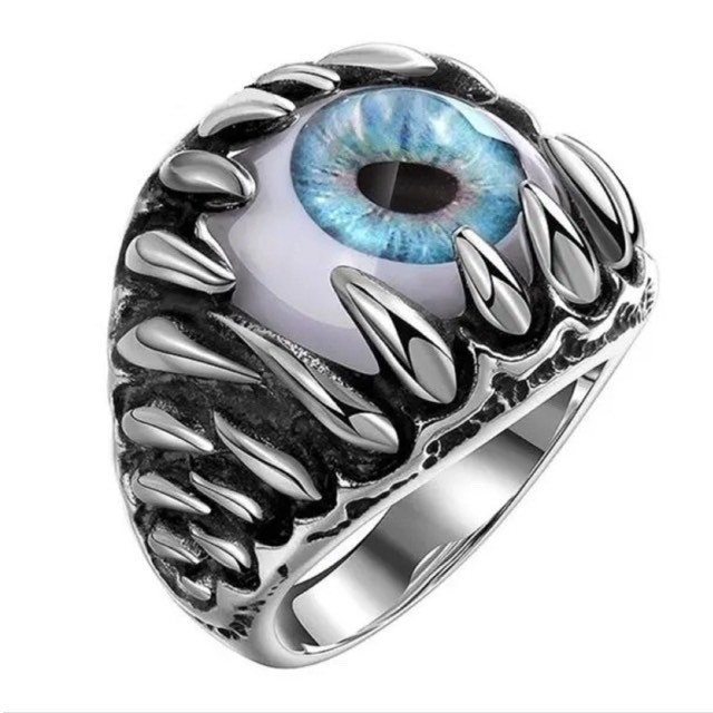【A035】リング　メンズ　指輪　シルバー　目玉　目　ジルコン　20号 メンズのアクセサリー(リング(指輪))の商品写真