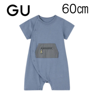 ジーユー(GU)の【新品未使用】GU BABY カバーオール (半袖・ポケット) 60(カバーオール)