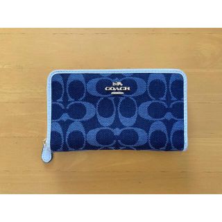 コーチ(COACH)の◆COACH  コーチ　デニムキャンパス×レザー　ラウンドファスナー財布◆(財布)