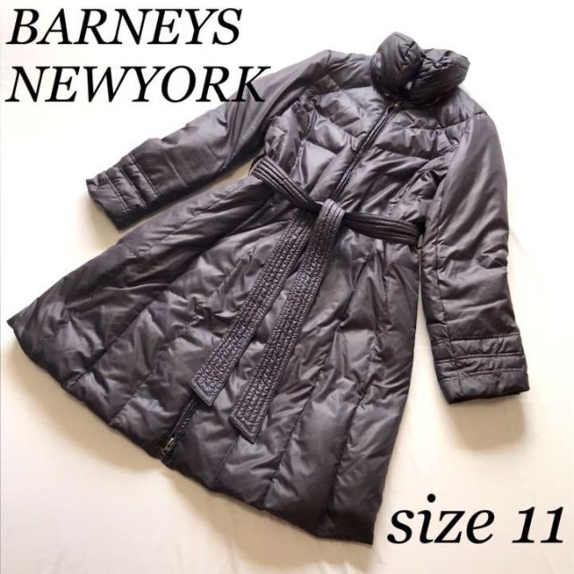 BARNEYS NEWYORK ダウンコート ベルト付 ブラックパープル 11 BARNEYS NEWYORK ダウンコート ベルト付 ブラックパープル 11
