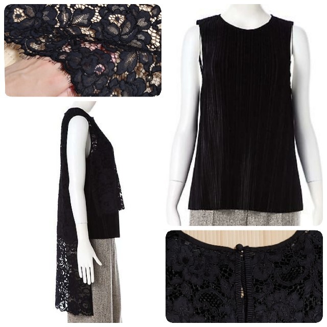 ◇幻◇ 新品 定価4.3万円 ADORE ベルベットプリーツレースブラウス