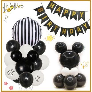 風船 バルーンミッキー 誕生日 パーティー 白黒(ウェルカムボード)