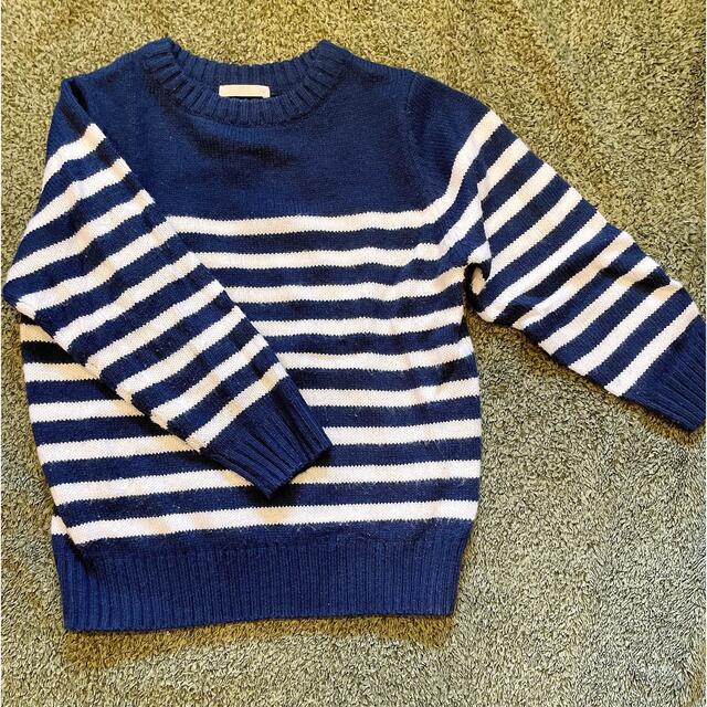 GU(ジーユー)のGUキッズボーダーセーターsize110 キッズ/ベビー/マタニティのキッズ服男の子用(90cm~)(ニット)の商品写真