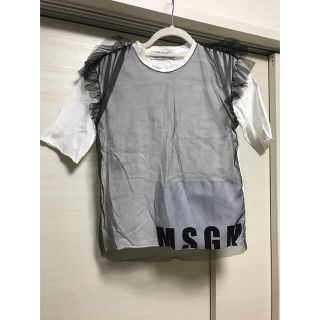 (良品)MSGM:エムエスジーエム　袖・裾・バック　プリーツ　グレー×ピンク