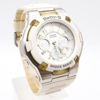 ベビージー(Baby-G)の《希少》BABY-G 腕時計 ホワイト 10気圧防水 アナデジ カレンダー(腕時計)