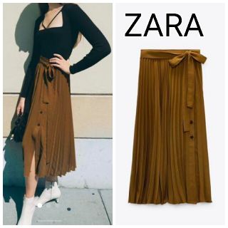 ザラ(ZARA)の美品♪ZARA★秋色♪さらさらプリーツボタンスカート(ロングスカート)