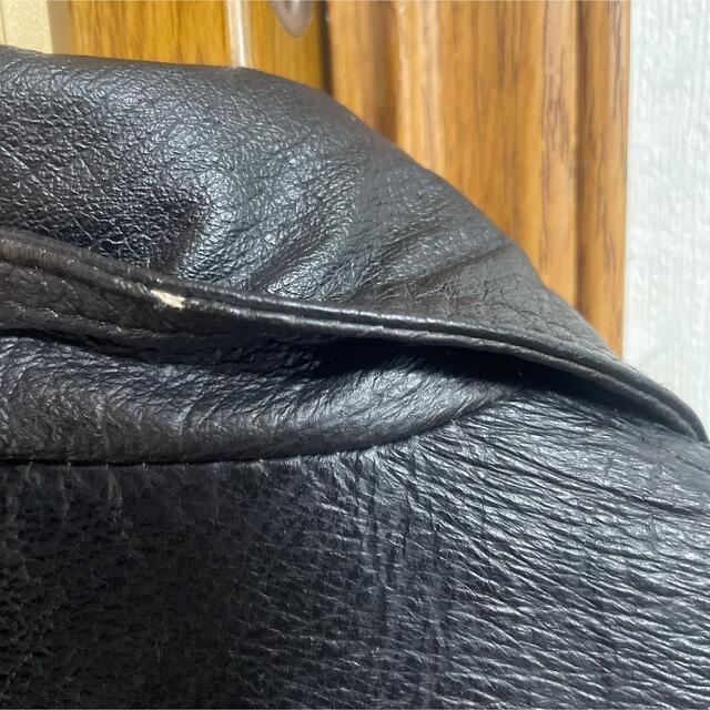 ヤスカワ様専用　古着　ビンテージ　革ジャン　レザージャケット　本革　黒　豚革 メンズのジャケット/アウター(レザージャケット)の商品写真