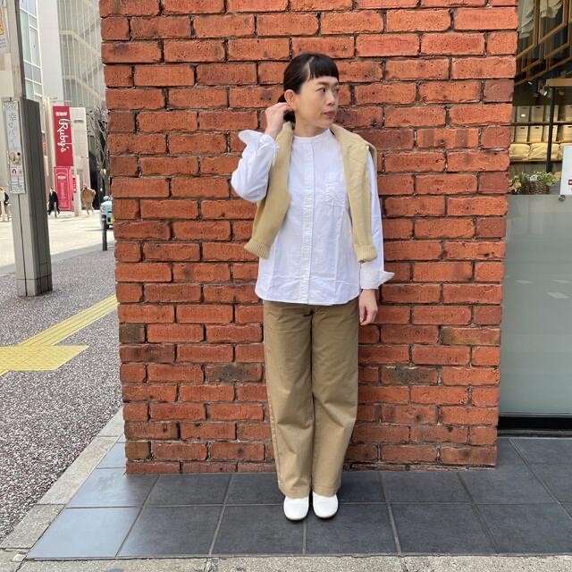 MUJI (無印良品) 無印muji 縦横ストレッチチノワイドパンツチノパンベージュSの通販 by えり's shop｜ムジルシリョウヒンならラクマ