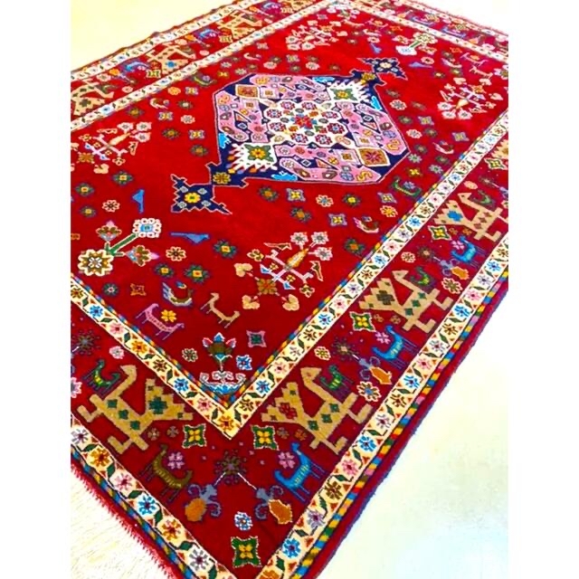 ペルシャ絨毯 手織りグーチャン産 新品未使用 165×120 クルディ織 ラグ ...