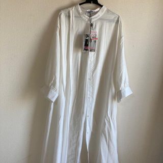 シマムラ(しまむら)の前開きシャツワンピース　6分袖　M size(ロングワンピース/マキシワンピース)