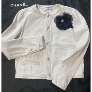 シャネル(CHANEL)の美品♪シャネル❤️ノーカラー コットンデニム ジャケット(Gジャン/デニムジャケット)