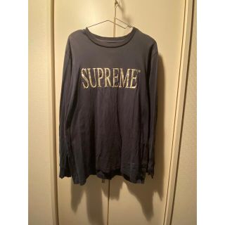 シュプリーム(Supreme)のsupreme ゴールドロゴ　ロンT L ネイビー(Tシャツ/カットソー(七分/長袖))