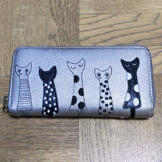 長財布　猫　シルバー(財布)