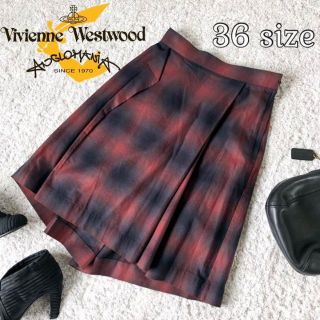 ヴィヴィアンウエストウッド(Vivienne Westwood)のヴィヴィアンウエストウッド アングロマニア 変形チェックスカート Sサイズ(ひざ丈スカート)