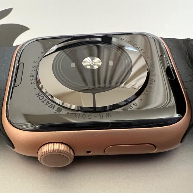 Apple Watch series5 44mm ゴールド ブラックレザーループ