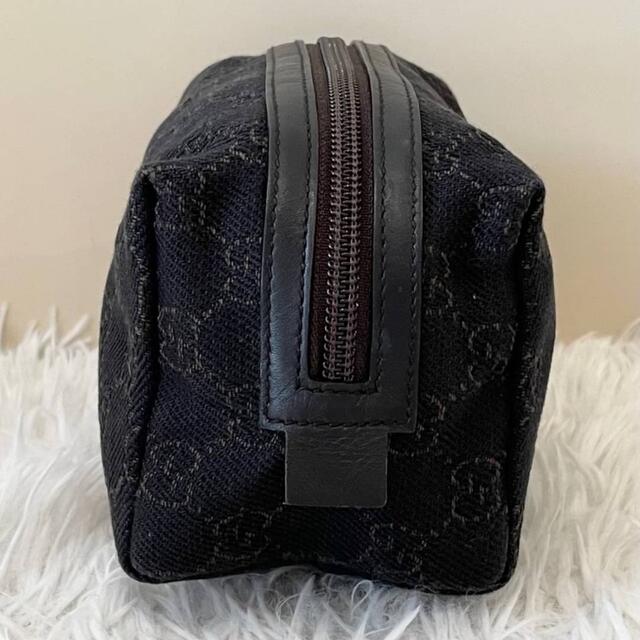 Gucci(グッチ)の美品⭐️グッチ GG キャンバス バニティポーチ 小物入れ ブラック レザー レディースのファッション小物(ポーチ)の商品写真