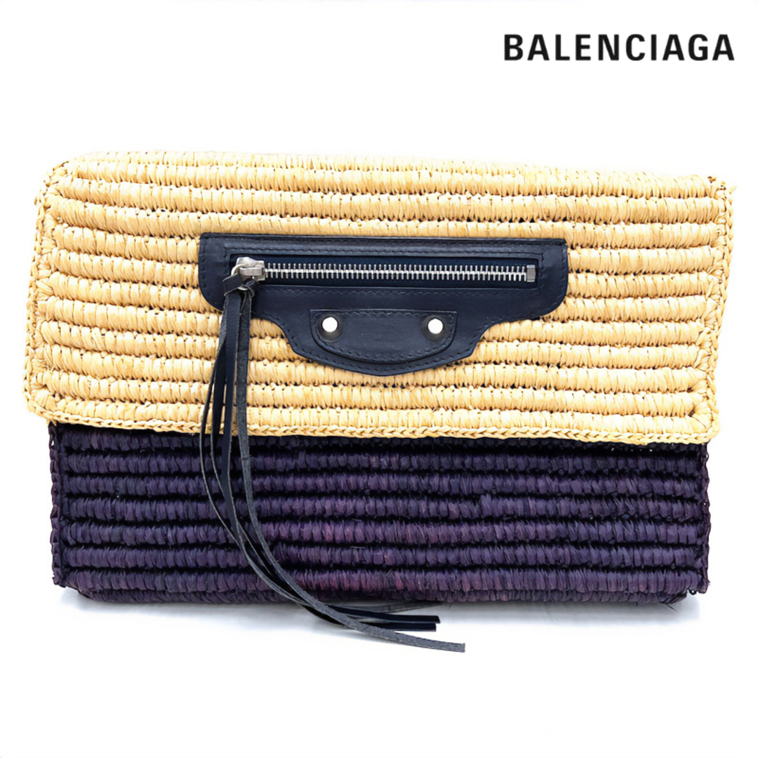 バレンシアガ BALENCIAGA ラフィア ラタン クラッチバッグ