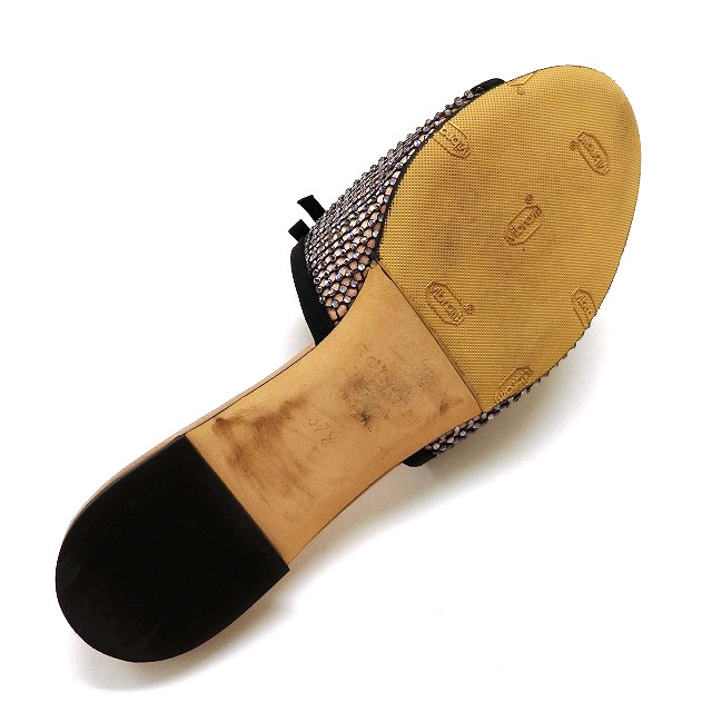 ロシャス ROCHAS ラインストーン×リボン フラットサンダル 37.5