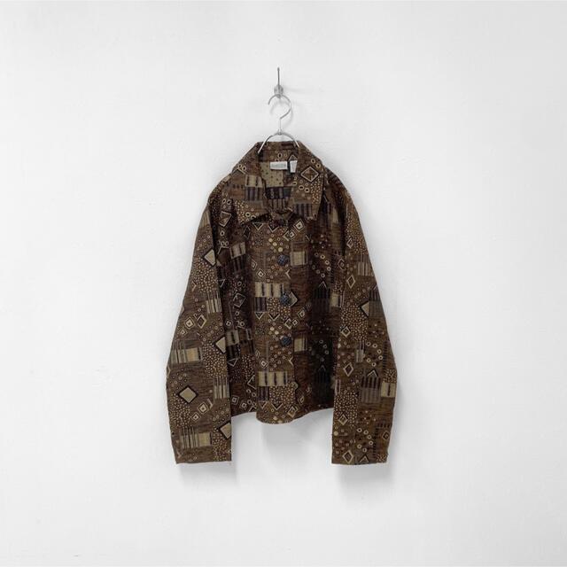 ヴィンテージ レトロ 90s 総柄 ゴブラン織 エスニック 刺繍 ジャケット