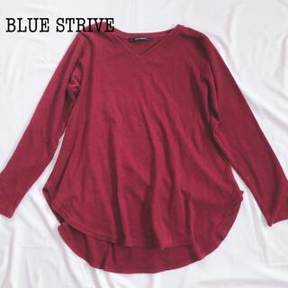 BLUE STRIVE Vネック tシャツ 長袖 ロンT ワインレッド L(Tシャツ(長袖/七分))