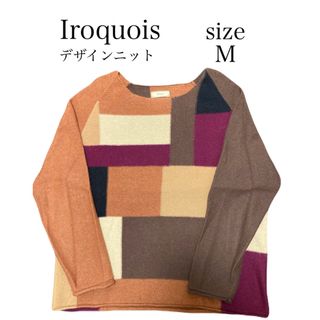 イロコイ(Iroquois)の【送料無料】ほぼ新品 イロコイ ニット 人気 ブラウン系 オシャレ(ニット/セーター)