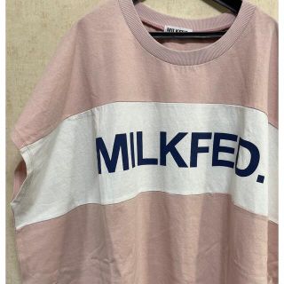 ミルクフェド(MILKFED.)の完売品　MILKFED ミルクフェド　フロントバッグロゴワンピース(ひざ丈ワンピース)