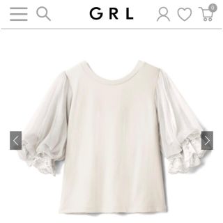 グレイル(GRL)の3/24まで【最終値下げ】GRL 袖チュールバックリボンテレコトップス(カットソー(半袖/袖なし))