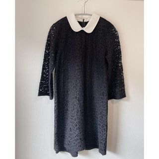 ザラ(ZARA)の【ZARA】襟付きレースワンピース　黒(ミニワンピース)