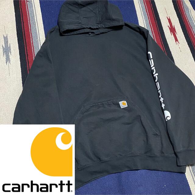 carhartt - 90s 古着 カーハート パーカー ロゴタグ 袖プリント XL