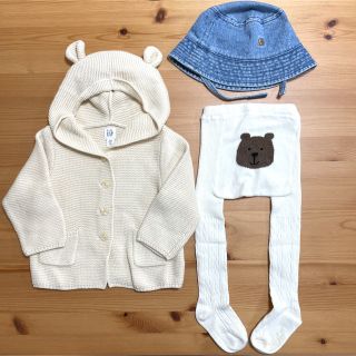 ベビーギャップ(babyGAP)のGAP くまさん3点セット　くま耳 カーディガン　ベビー(カーディガン/ボレロ)