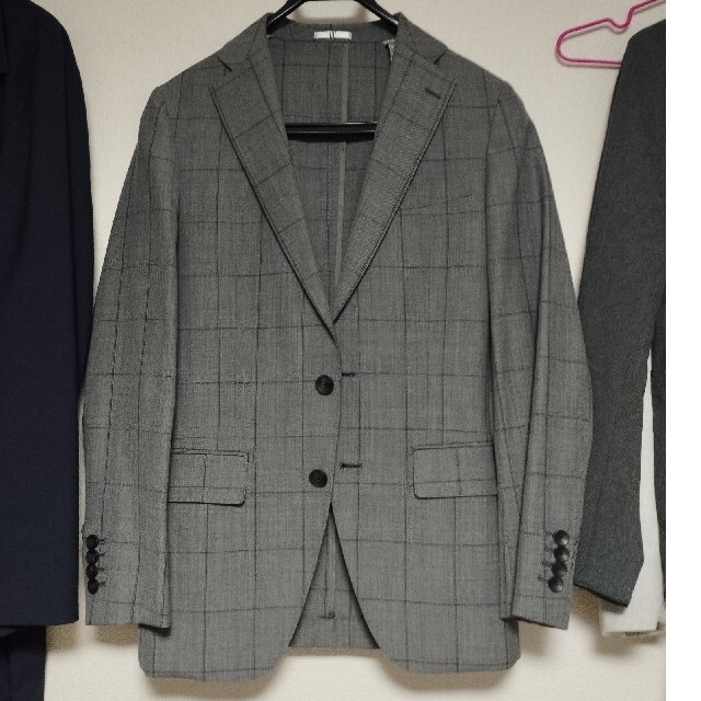 THE SUIT COMPANY(スーツカンパニー)のSUIT SELECT スーツセレクト グレー チェック ビジネス カジュアル メンズのスーツ(セットアップ)の商品写真