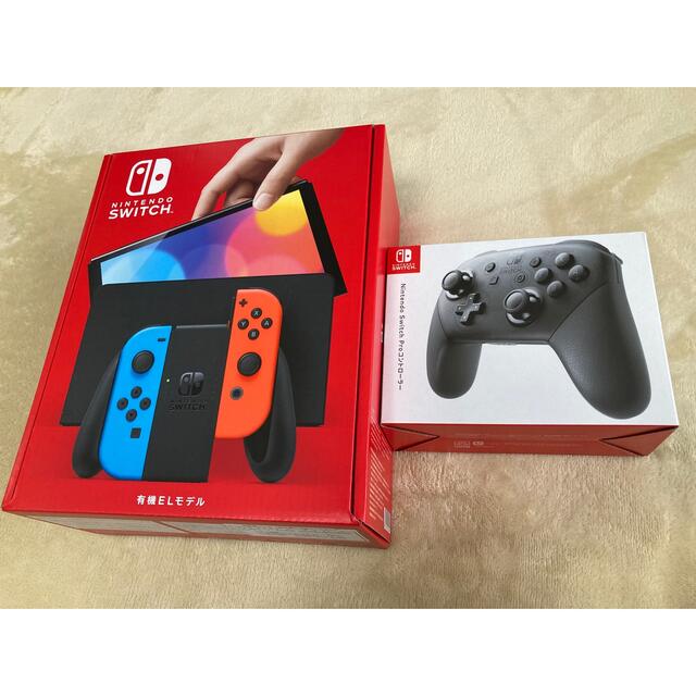 新しい Nintendo Switch 有機EL ネオンカラー Proコントローラー 家庭