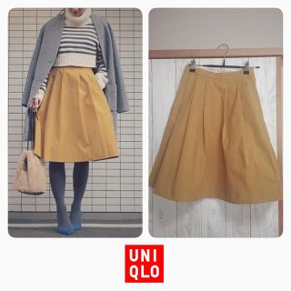 ユニクロ(UNIQLO)の【UNIQLO】ハイウエストドライストレッチスカート/XSサイズ/YELLOW(ひざ丈スカート)