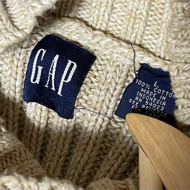 OLD GAP モックネック ケーブル コットン ニット 白 M