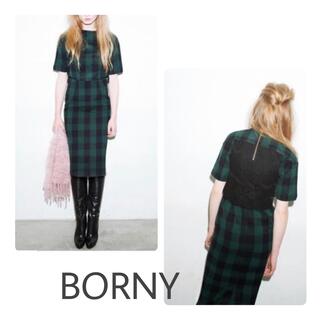 【BORNY】ルクア店限定 セットアップ風チェックマキシムドレス/ Sサイズ
