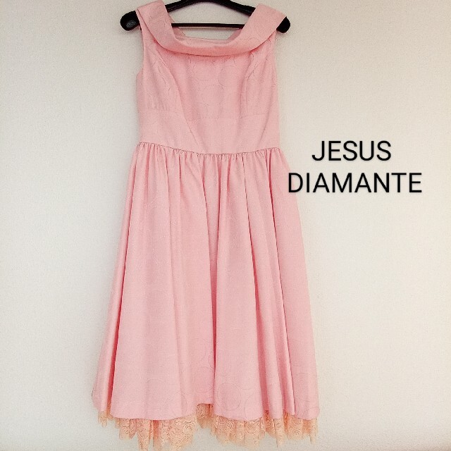 JESUS DIAMANTE(ジーザスディアマンテ)のジーザスディアマンテ　ワンピース　ピンク　ドレス　レース　ドット レディースのワンピース(ひざ丈ワンピース)の商品写真