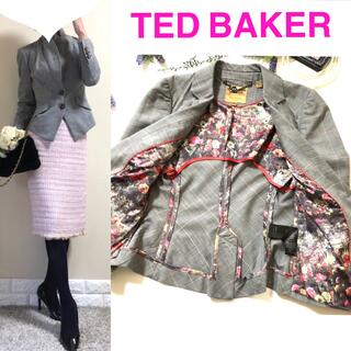 テッドベイカー(TED BAKER)のTED BAKER テッドベイカー　花柄サテン裏地　チェック　ジャケット　0 S(テーラードジャケット)