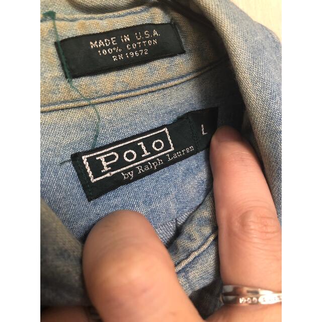 POLO RALPH LAUREN(ポロラルフローレン)の希少　90's ラルフローレン  デニムシャツ Lサイズ メンズのトップス(シャツ)の商品写真