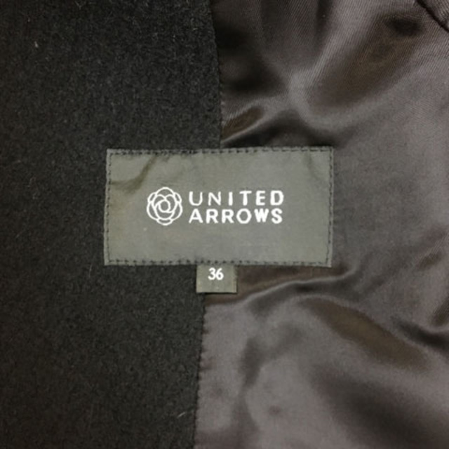 UNITED ARROWS(ユナイテッドアローズ)のユナイテッドアローズ コート ノーカラー ウール アンゴラ混 七分袖 36 黒 レディースのジャケット/アウター(その他)の商品写真