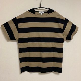 ハイク(HYKE)のHYKE ハイク ボーダー カットソー 半袖（ブラックxベージュ）(Tシャツ(半袖/袖なし))