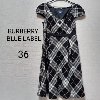 バーバリーブルーレーベル(BURBERRY BLUE LABEL)のワンピース　バーバリーブルーレーベル　ブラック　黒　チェック　半袖(ひざ丈ワンピース)