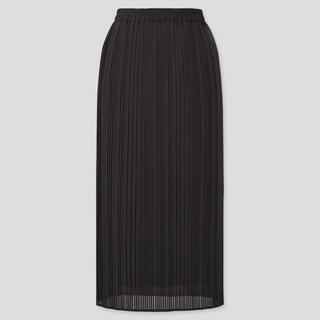 ユニクロ(UNIQLO)のシフォンプリーツナロースカート(黒)(ロングスカート)