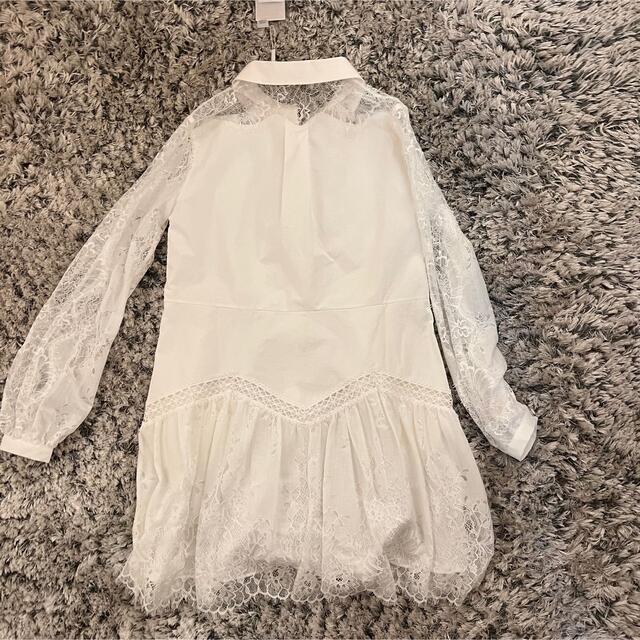 新品】self portrait ミニ レース ワンピース 長袖 ホワイト 白