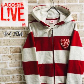 ラコステライブ(LACOSTE L!VE)の【即完売】LACOSTE ジップパーカー サイズM　 レッド ワンポイントロゴ(トレーナー/スウェット)