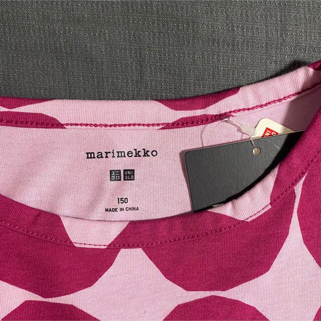UNIQLO(ユニクロ)のユニクロ×マリメッコ★海外限定 Tシャツ ピンクドット 150サイズ レディースのトップス(Tシャツ(半袖/袖なし))の商品写真