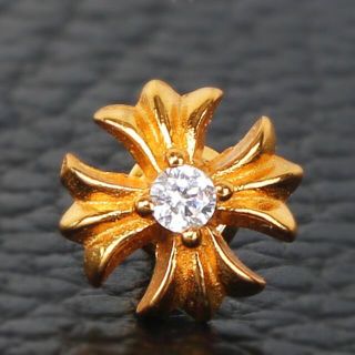 クロムハーツ(Chrome Hearts)の22k  スタッドピアス　chプラス　ワンダイヤ スタッドピアス chプラス(ピアス(片耳用))