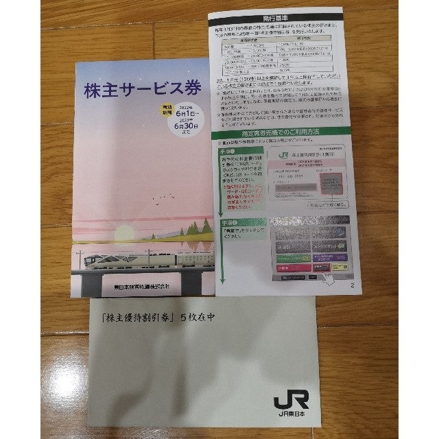 JR東日本株主優待割引券５枚セット